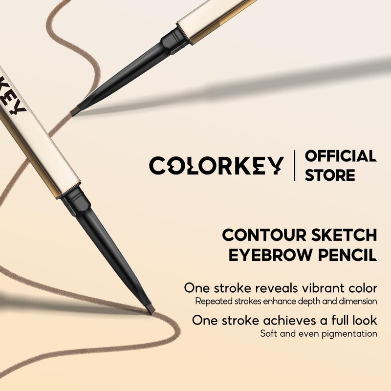 COLORKEY Contour Sketch Eyebrow Pencil: Retractable, Small Triangle Core, Defines Various Brow Shapes, Creates Defined Brows, Long-Lasting Wear (01 Mocha Brown) - Image 3